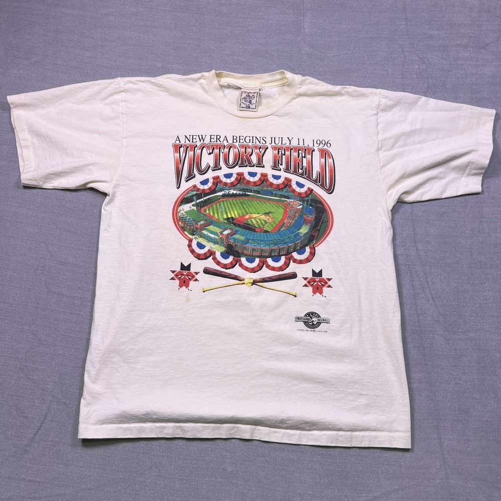 VTG Alore Mens Ivory Victory Field July 11, 1996 USA Baseball Graphic T-Shirt XL